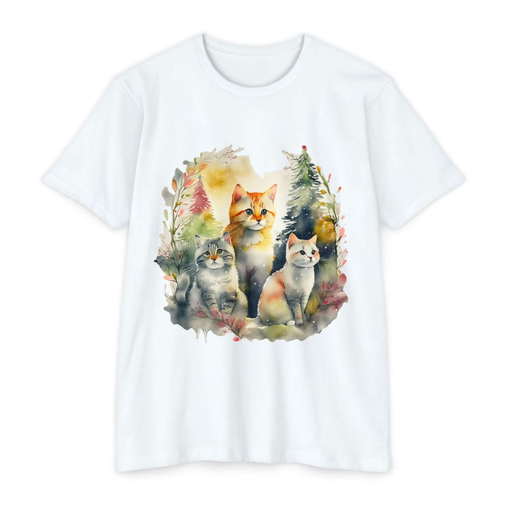 Forest Whispers Cat Top - Unisex Nature-Inspired Watercolor T-Shirt