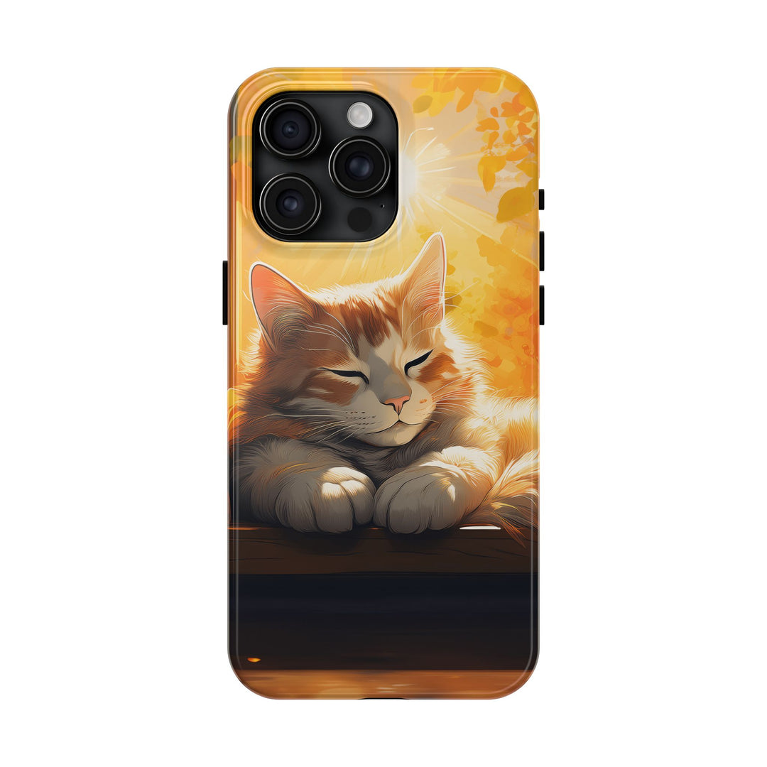 Sunlit Cat Tough Phone Case – Warmth and Protection in One