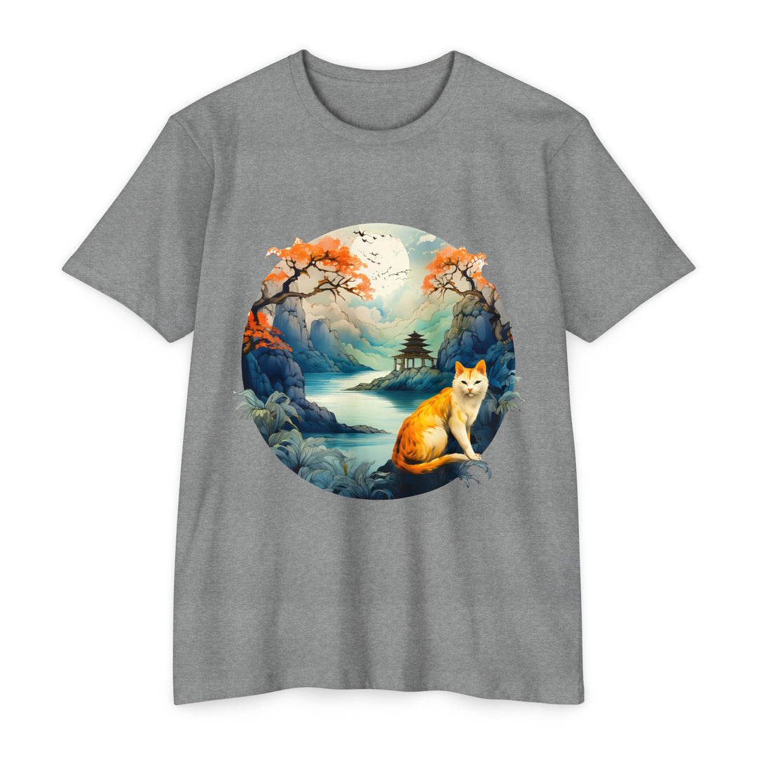 Eastern Mystique Cat Top - Unisex Scenic Landscape T-Shirt