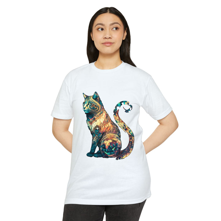 Geometric Feline Majesty Top - Stylish Unisex T-Shirt