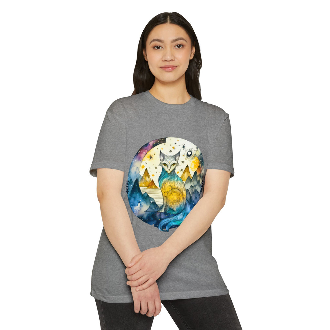 Mystical Moon Cat Top - Unisex Celestial Journey T-Shirt