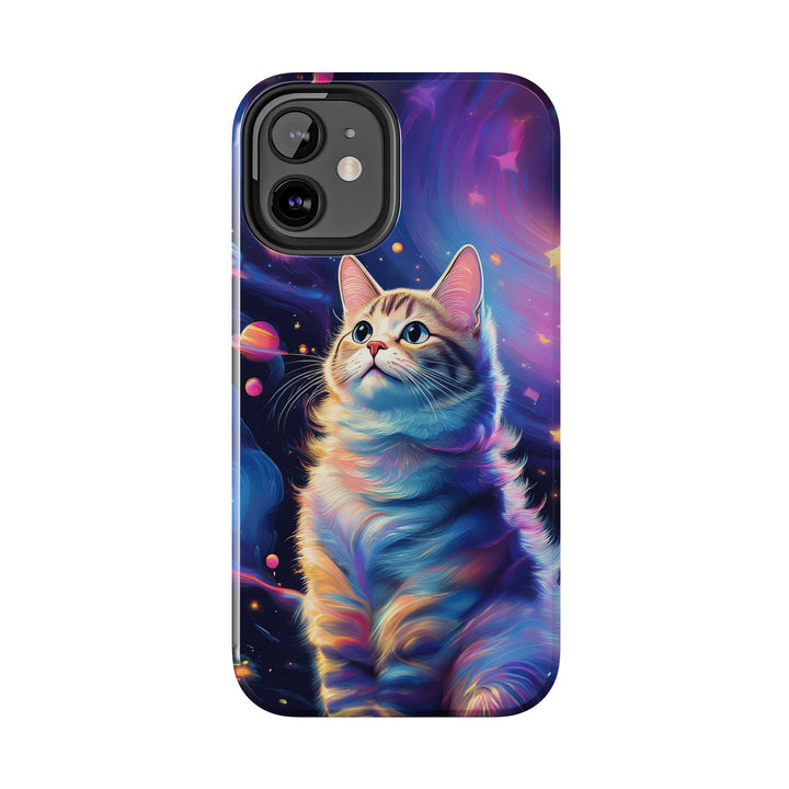 Cosmic Cat Tough Phone Case – Stellar Protection for Your Device