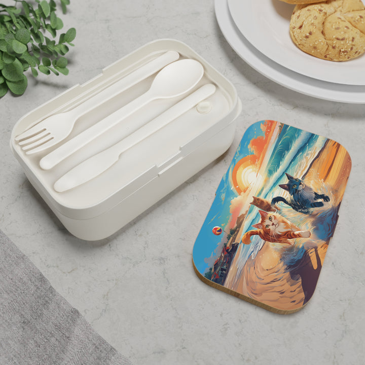 Sunset Beach Cat Bento Box – Vibrant & Eco-Friendly Lunch Companion