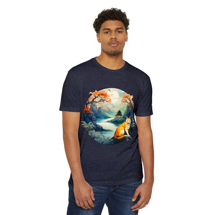 Eastern Mystique Cat Top - Unisex Scenic Landscape T-Shirt