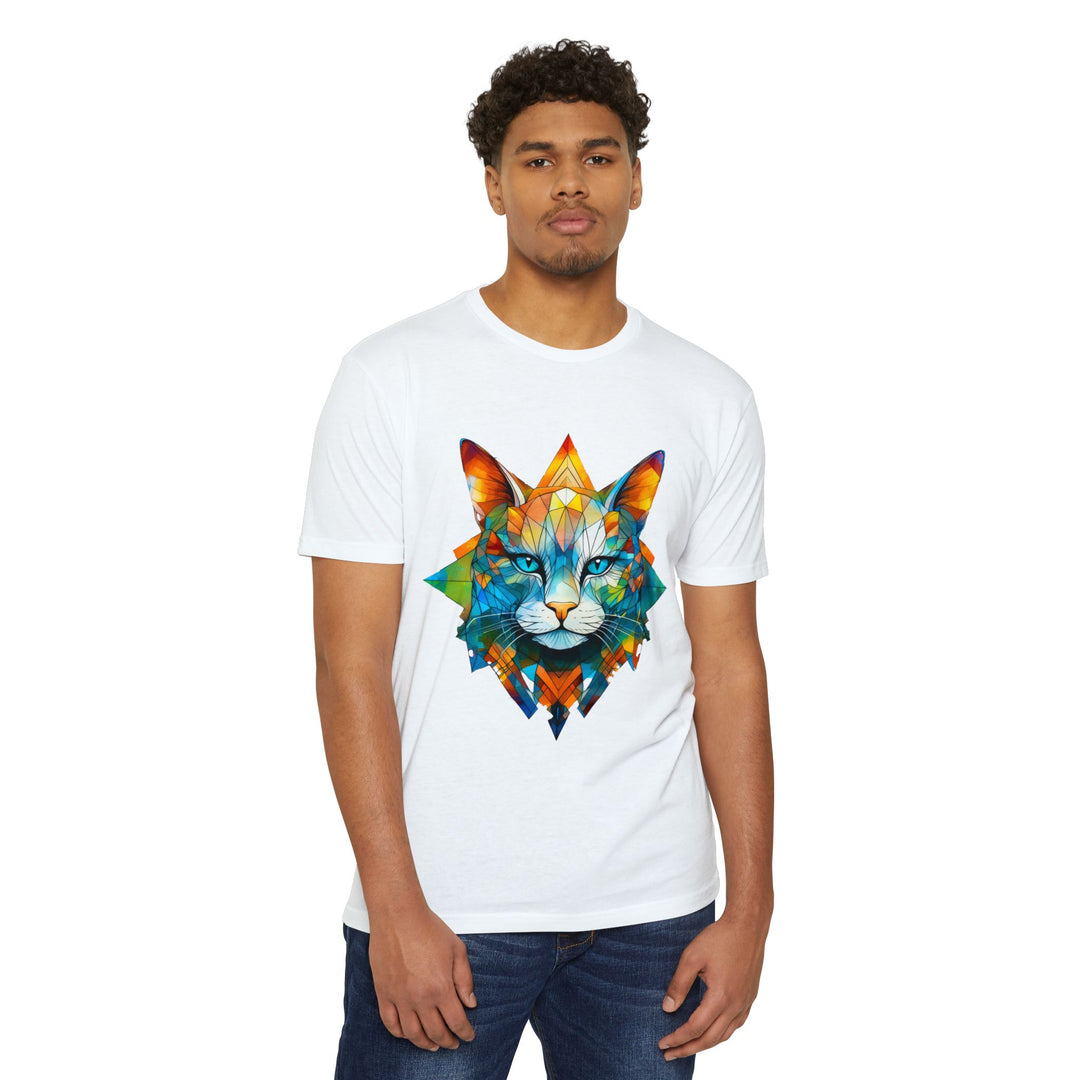 Geometric Prism Cat Top - Unisex Artistic Expression T-Shirt