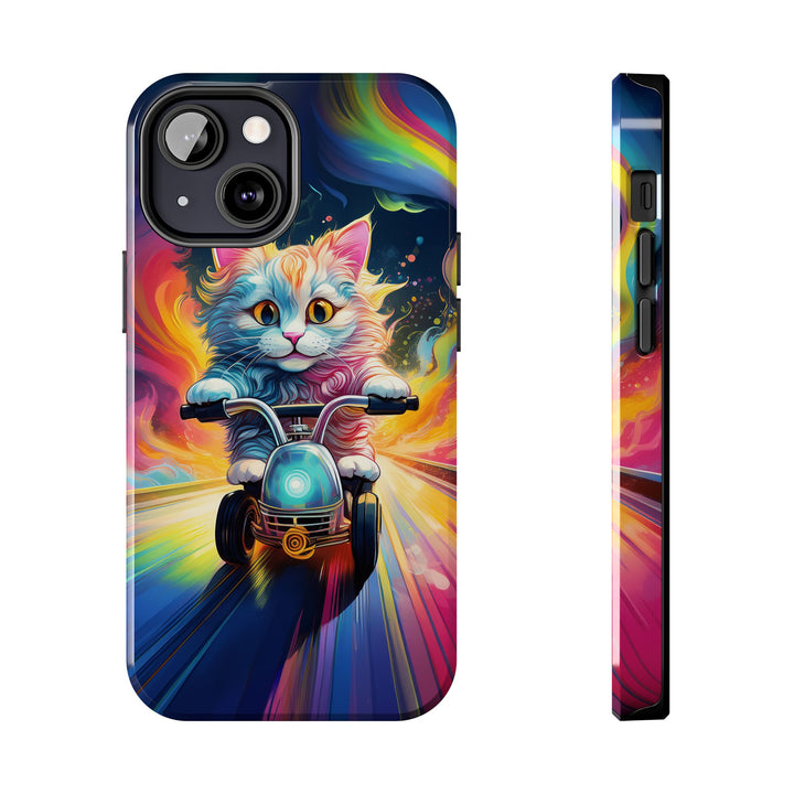 Motorbike Cat Tough Phone Case – Bold Protection with a Dash of Adventure