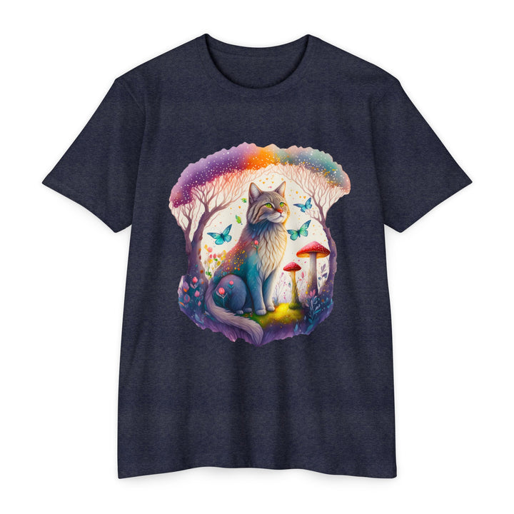 Mystical Cat in Enchanted Forest Top - Whimsical Feline Art