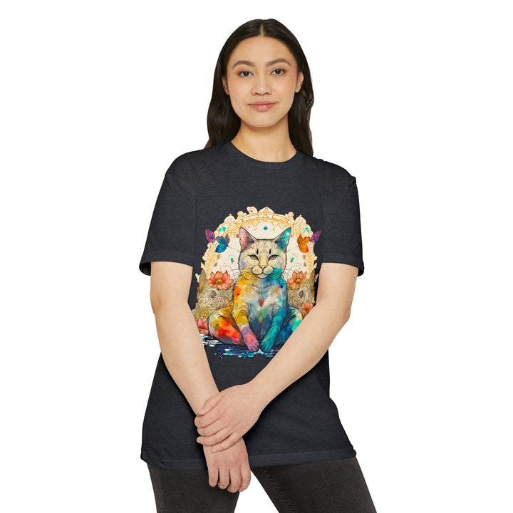 Rainbow Zen Cat T-Shirt - Colorful Meditation