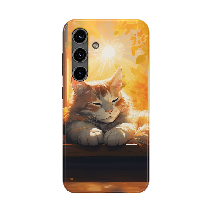 Sunlit Cat Tough Phone Case – Warmth and Protection in One