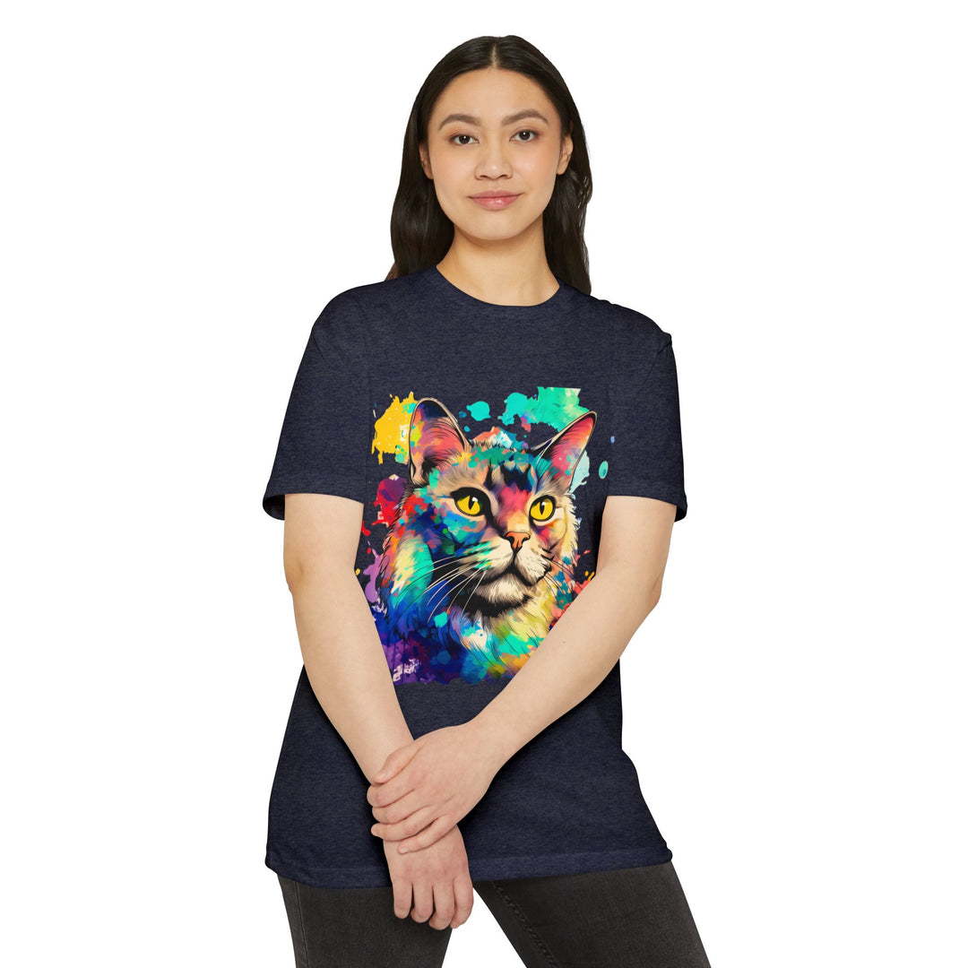 Prismatic Cat T-Shirt - Vivid Feline Art