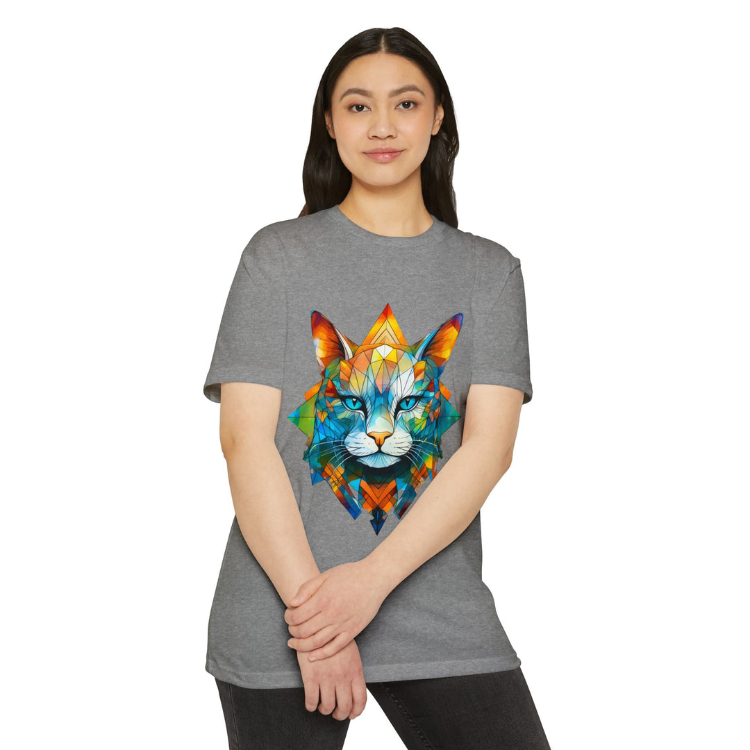 Geometric Prism Cat Top - Unisex Artistic Expression T-Shirt