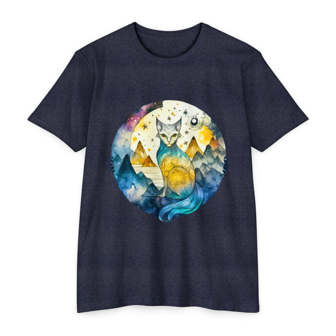 Celestial Cat Dreamscape Top - Unisex Cosmic Journey T-Shirt