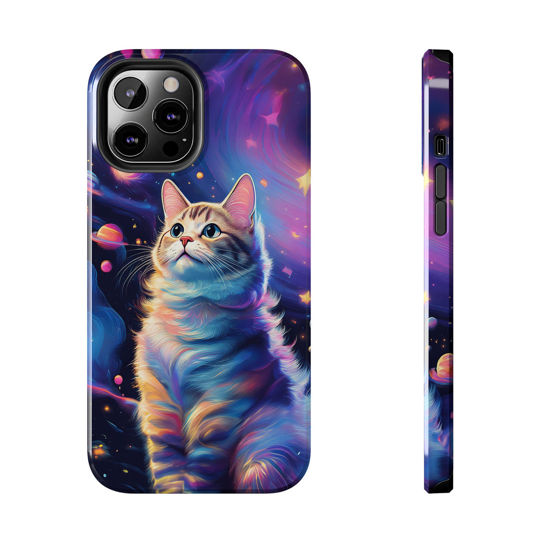 Cosmic Cat Tough Phone Case – Stellar Protection for Your Device