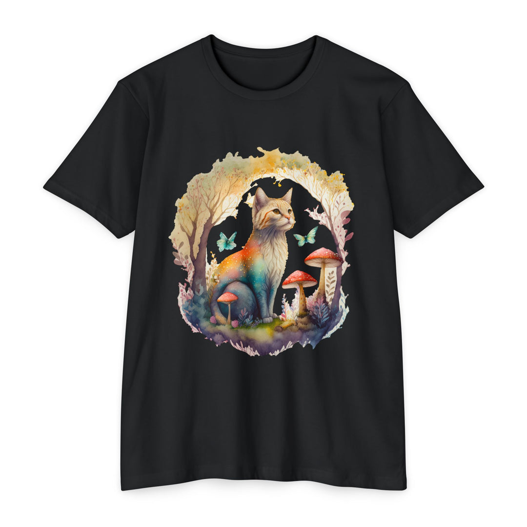 Mystical Woodland Feline Top - Enchanted Cat Art