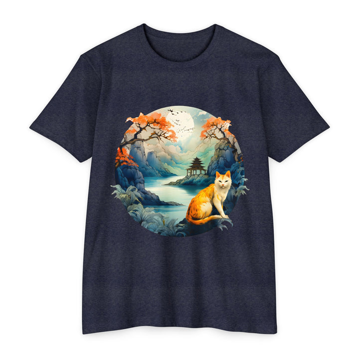 Eastern Mystique Cat Top - Unisex Scenic Landscape T-Shirt