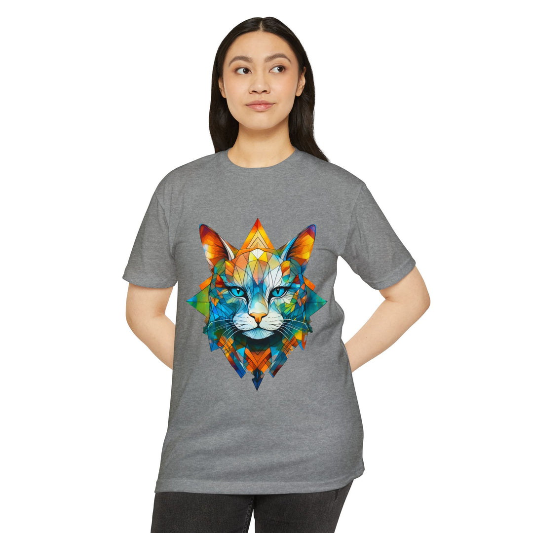 Geometric Prism Cat Top - Unisex Artistic Expression T-Shirt