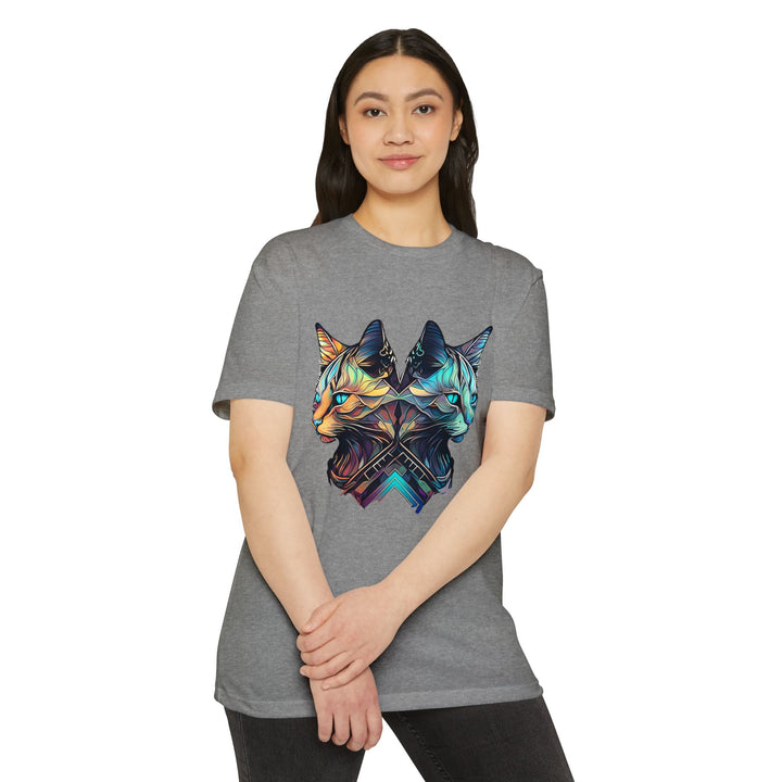 Dual Cat Fusion Art Top - Vibrant Unisex Apparel