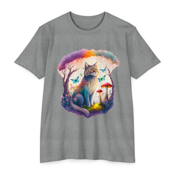 Mystical Cat in Enchanted Forest Top - Whimsical Feline Art