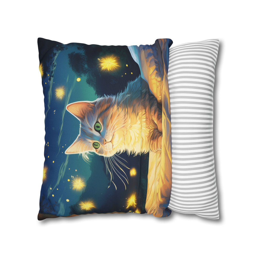 Enchanted Firefly Night: Cozy Cat Pillowcase for a Magical Glow