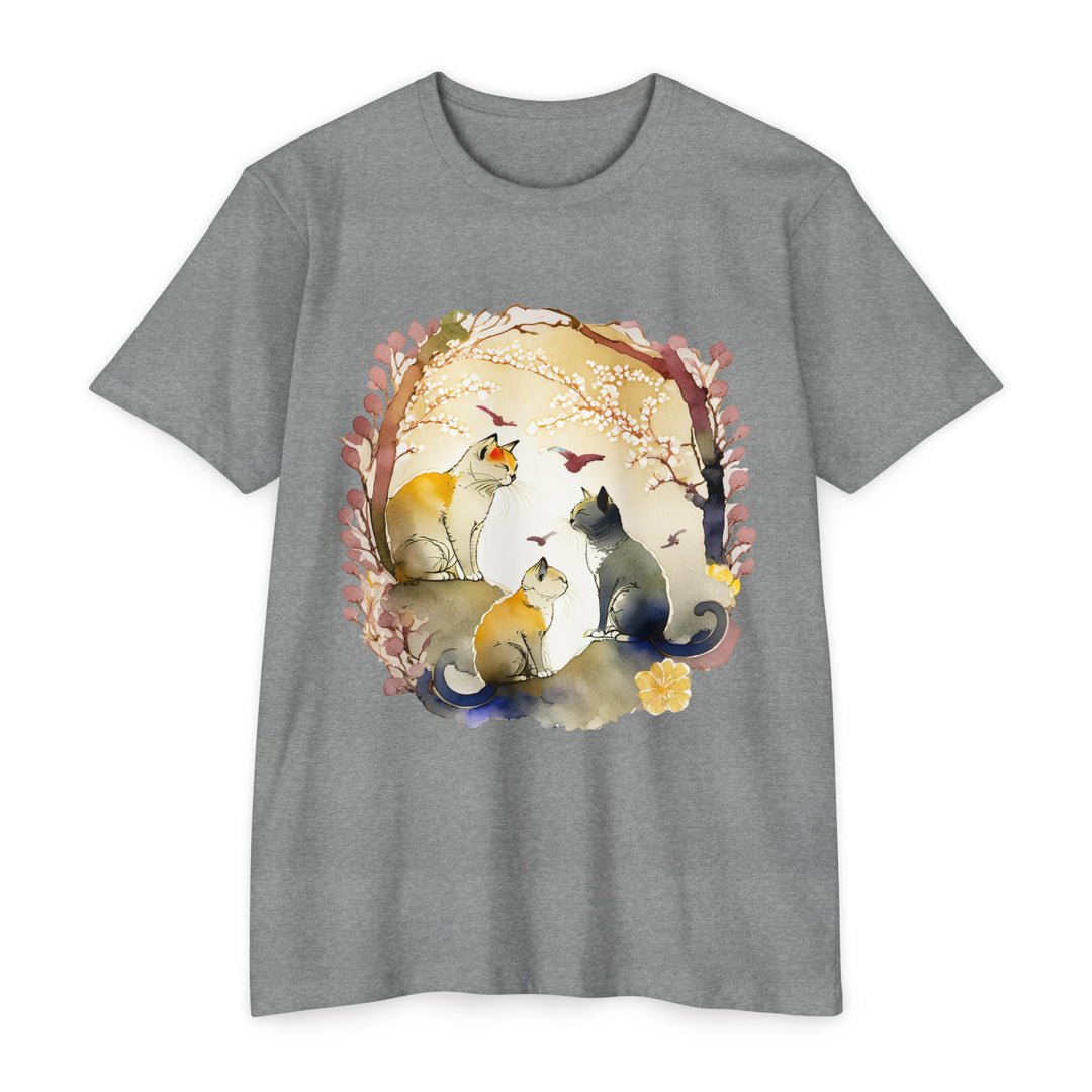 Whimsical Garden Cat Top - Unisex Watercolor Nature T-Shirt