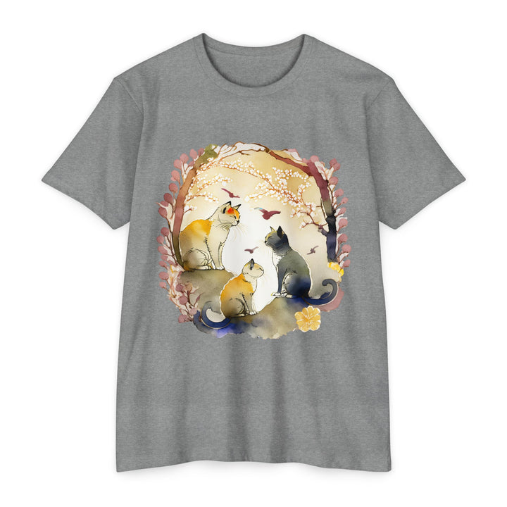 Whimsical Garden Cat Top - Unisex Watercolor Nature T-Shirt