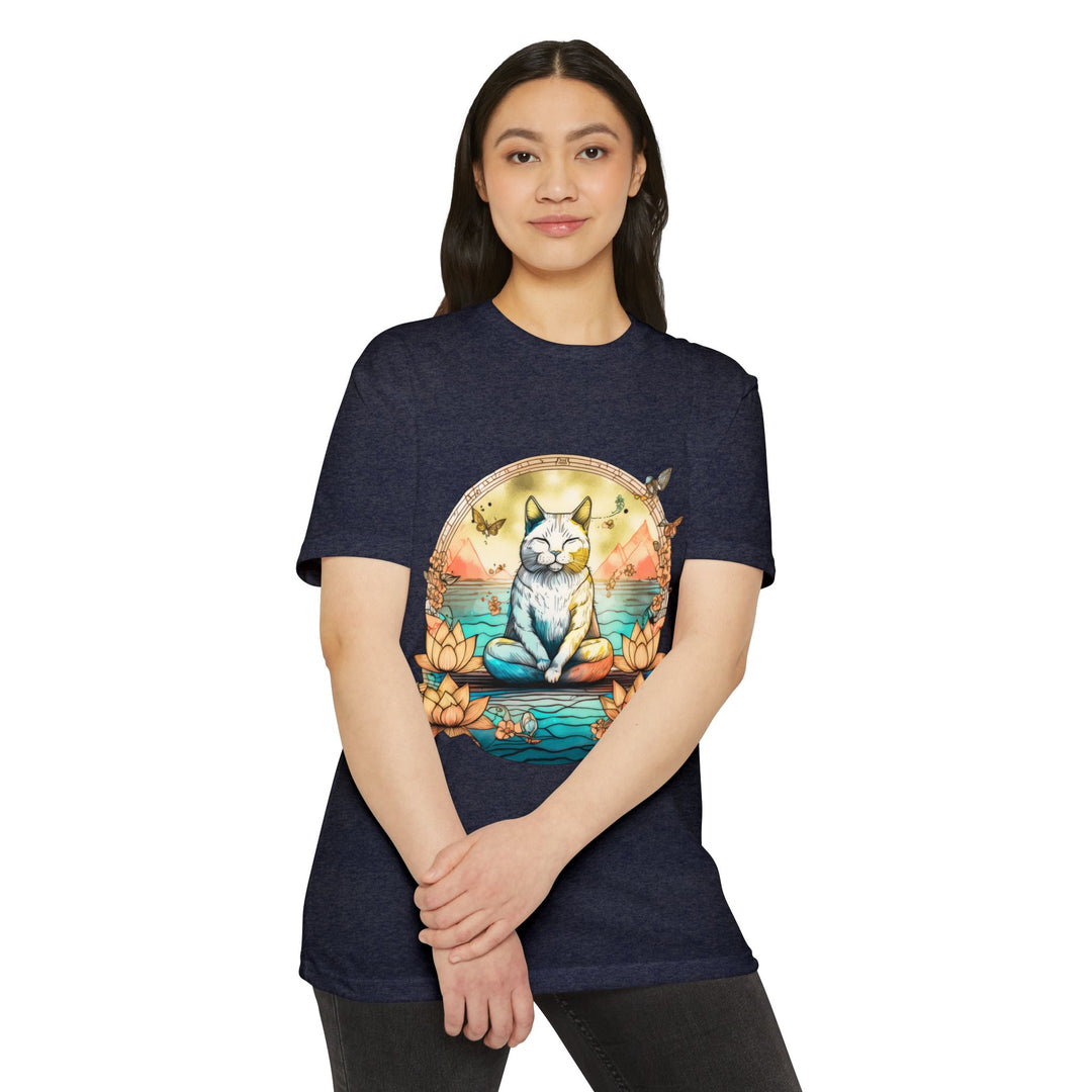 Zen Cat T-Shirt - Tranquil Lotus Meditation