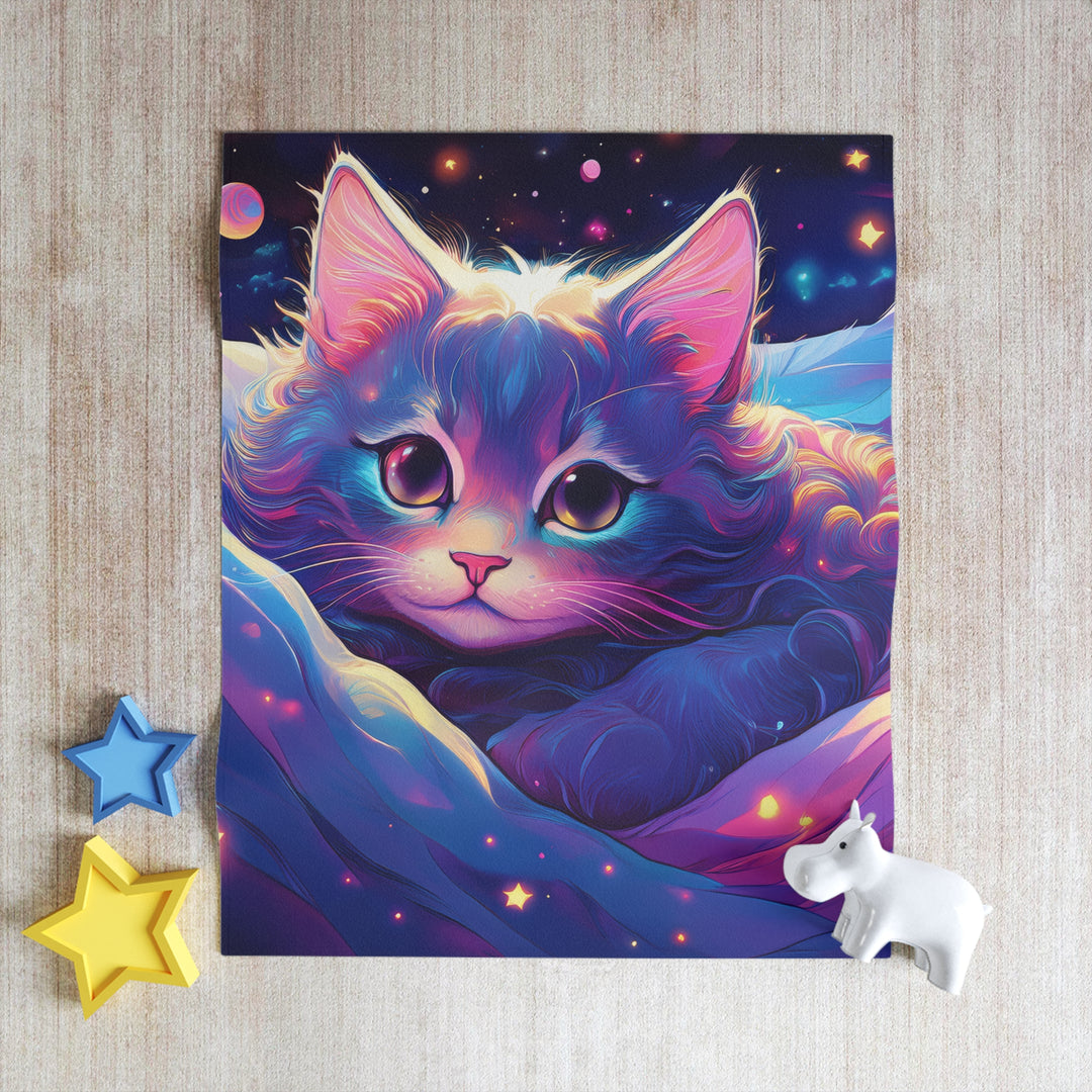 Cosmic Comfort Cat Throw Blanket – Your Cozy Portal to Dreamland