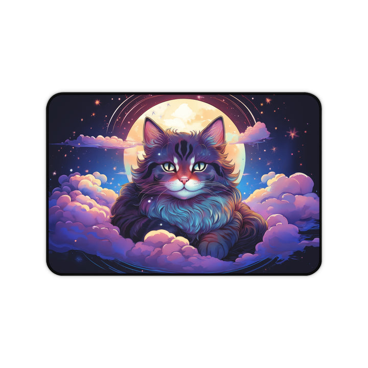 Moonlit Cat Desk Mat – Celestial Comfort for Your Workspace