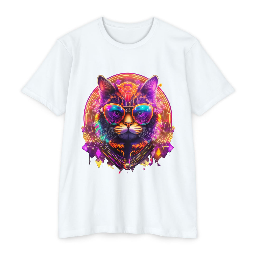 Cosmic Vibes Cat Top - Unisex Retro-Futuristic T-Shirt