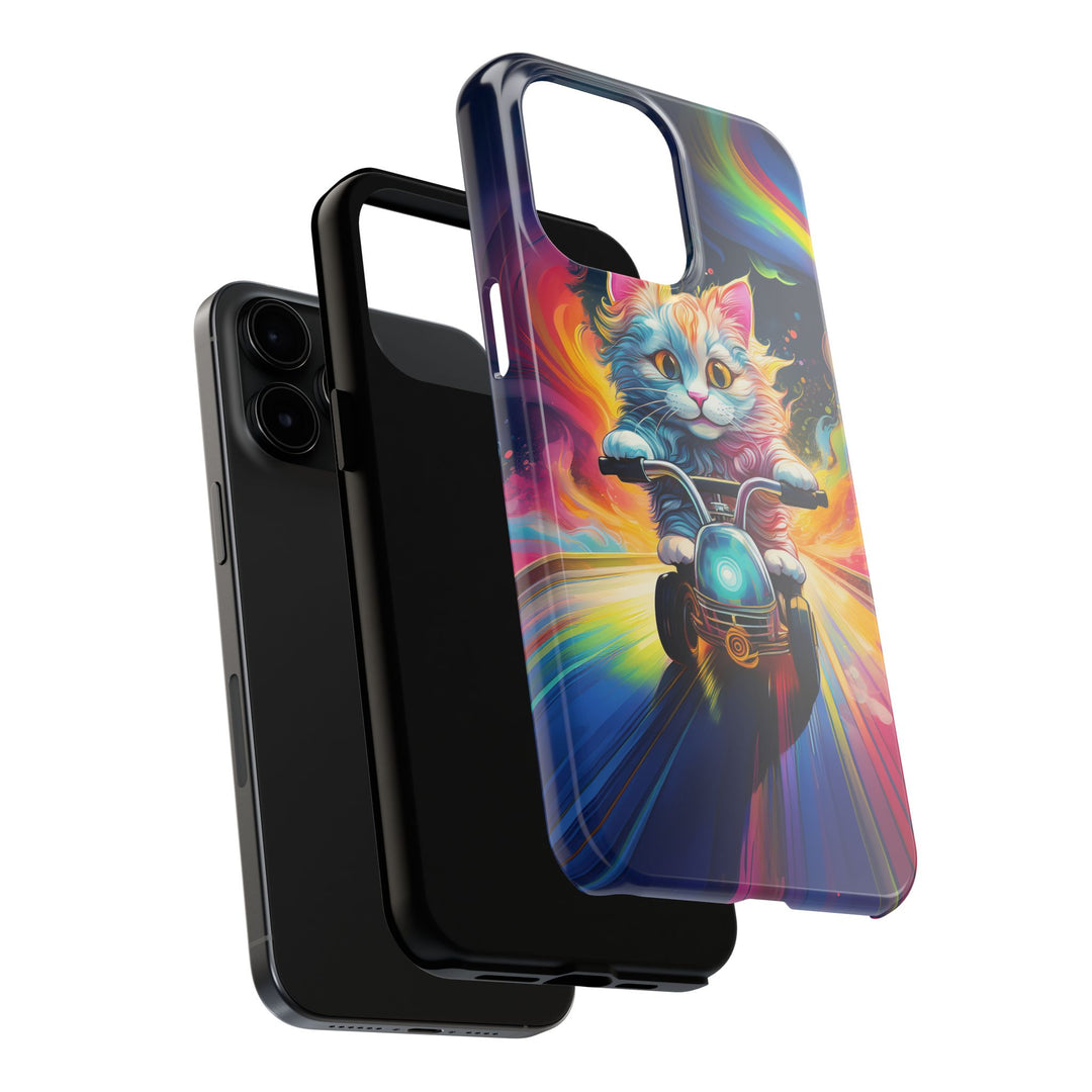 Motorbike Cat Tough Phone Case – Bold Protection with a Dash of Adventure