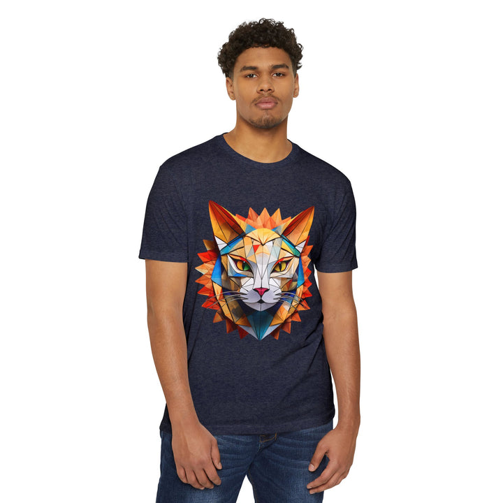 Geometric Feline T-Shirt - Modern Cat Art