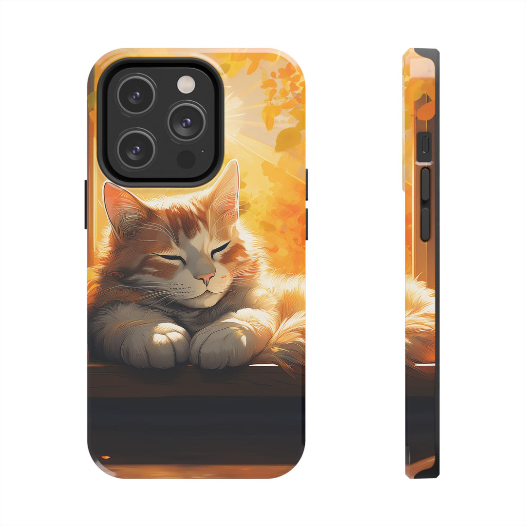 Sunlit Cat Tough Phone Case – Warmth and Protection in One