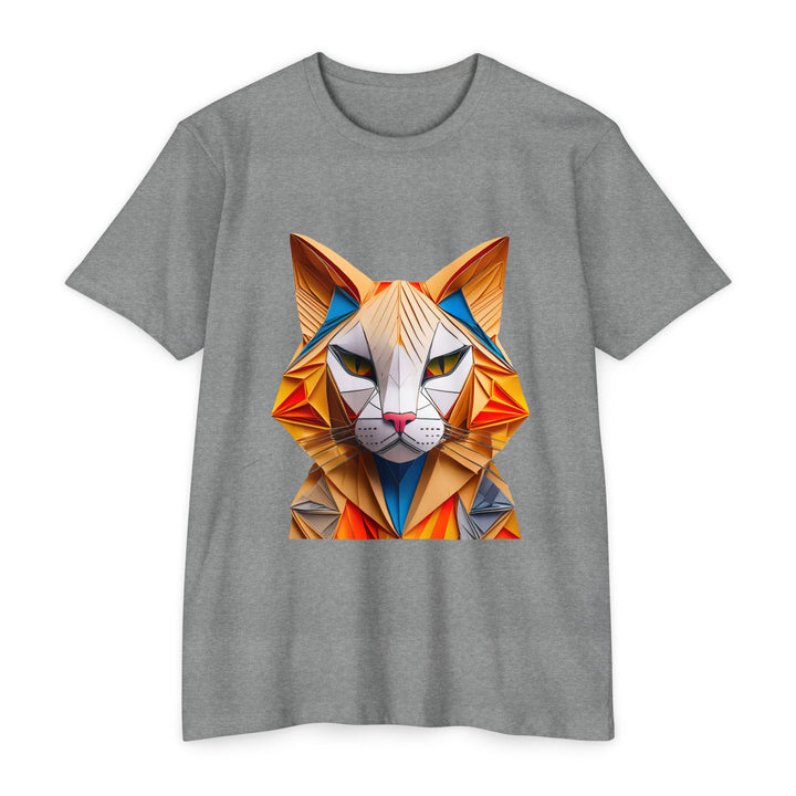 Geometric Feline T-Shirt - Modern Cat Art