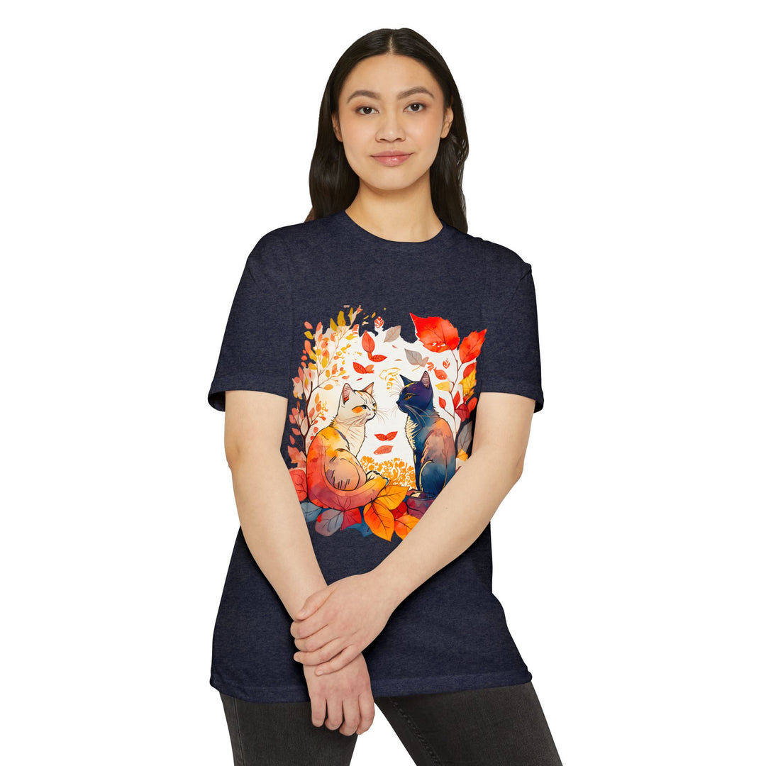 Autumn Whispers Cats Top - Unisex Fall Foliage T-Shirt