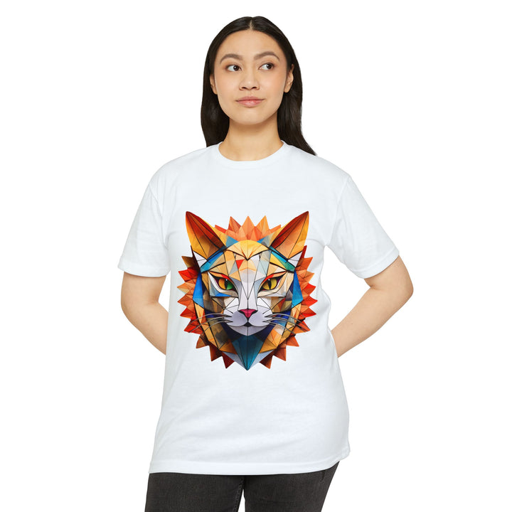 Geometric Feline T-Shirt - Modern Cat Art