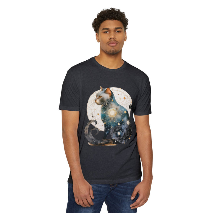 Cosmic Feline Elegance Top - Celestial Cat Art