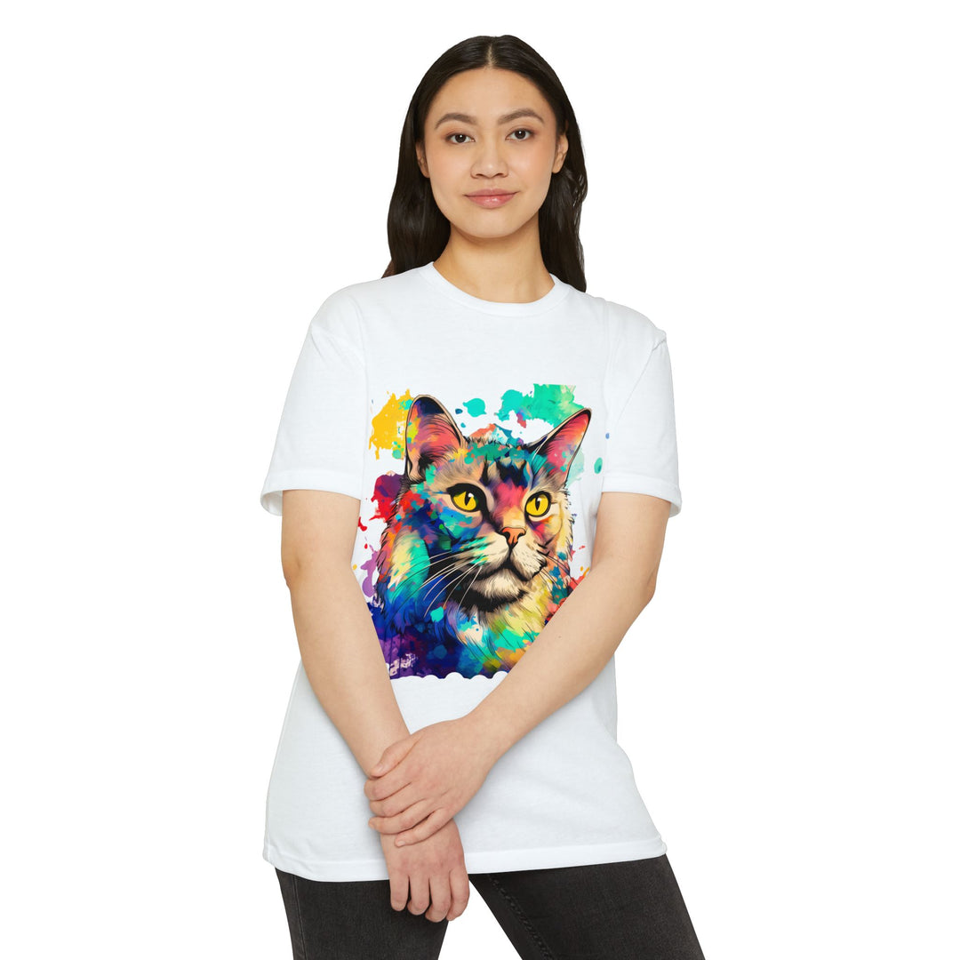 Prismatic Cat T-Shirt - Vivid Feline Art