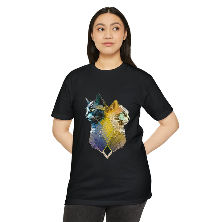 Dual Essence Cat Top - Unisex Modern Art T-Shirt