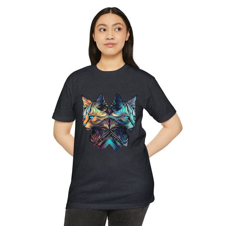 Dual Cat Fusion Art Top - Vibrant Unisex Apparel