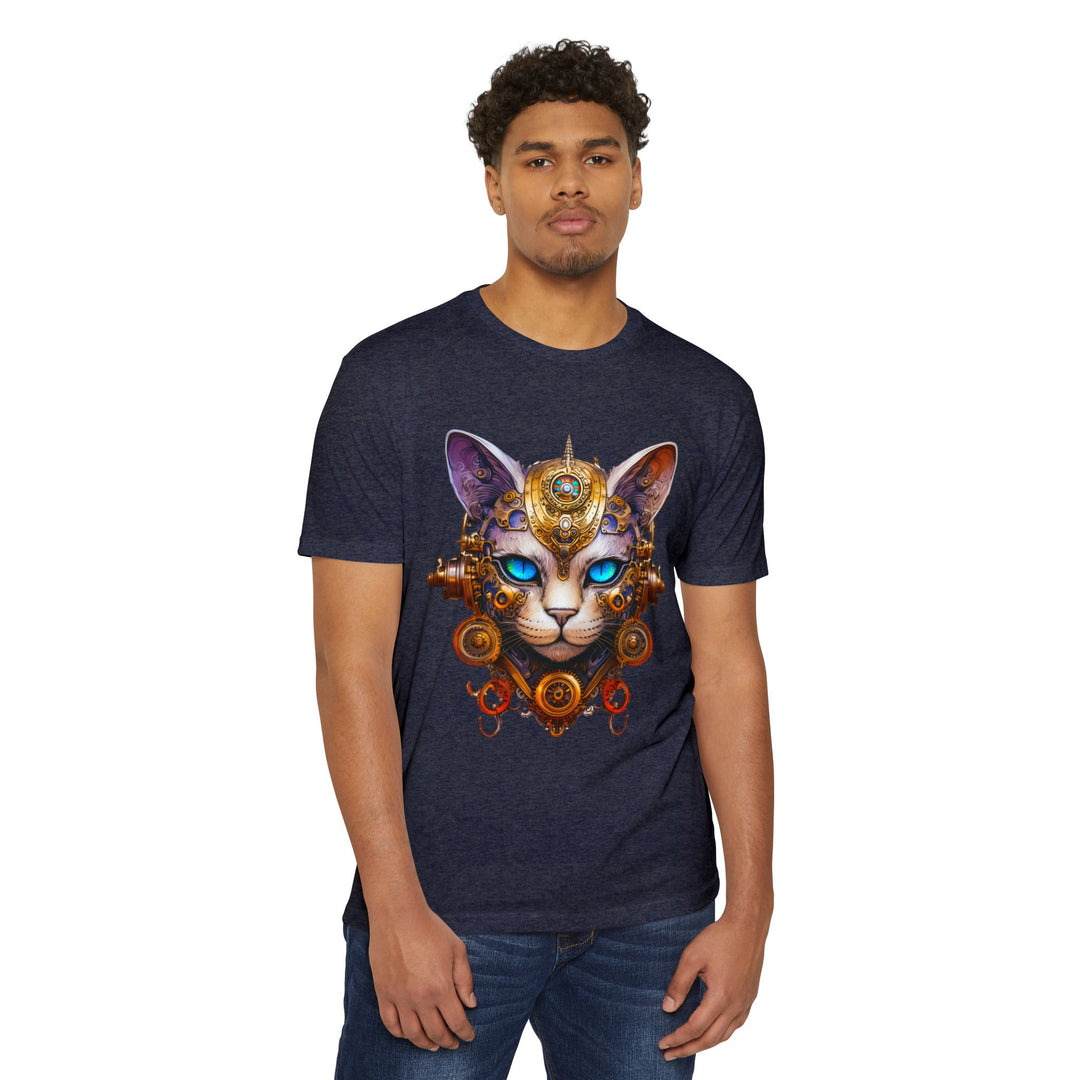 Steampunk Feline Majesty Top - Mechanical Cat Artistry