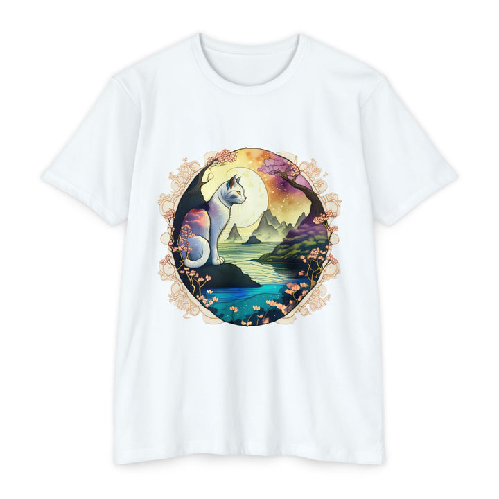 Mystic Moonlit Cat Art Top - Enchanted Night Design