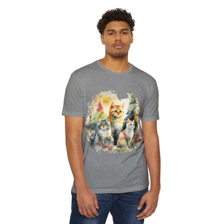 Forest Whispers Cat Top - Unisex Nature-Inspired Watercolor T-Shirt