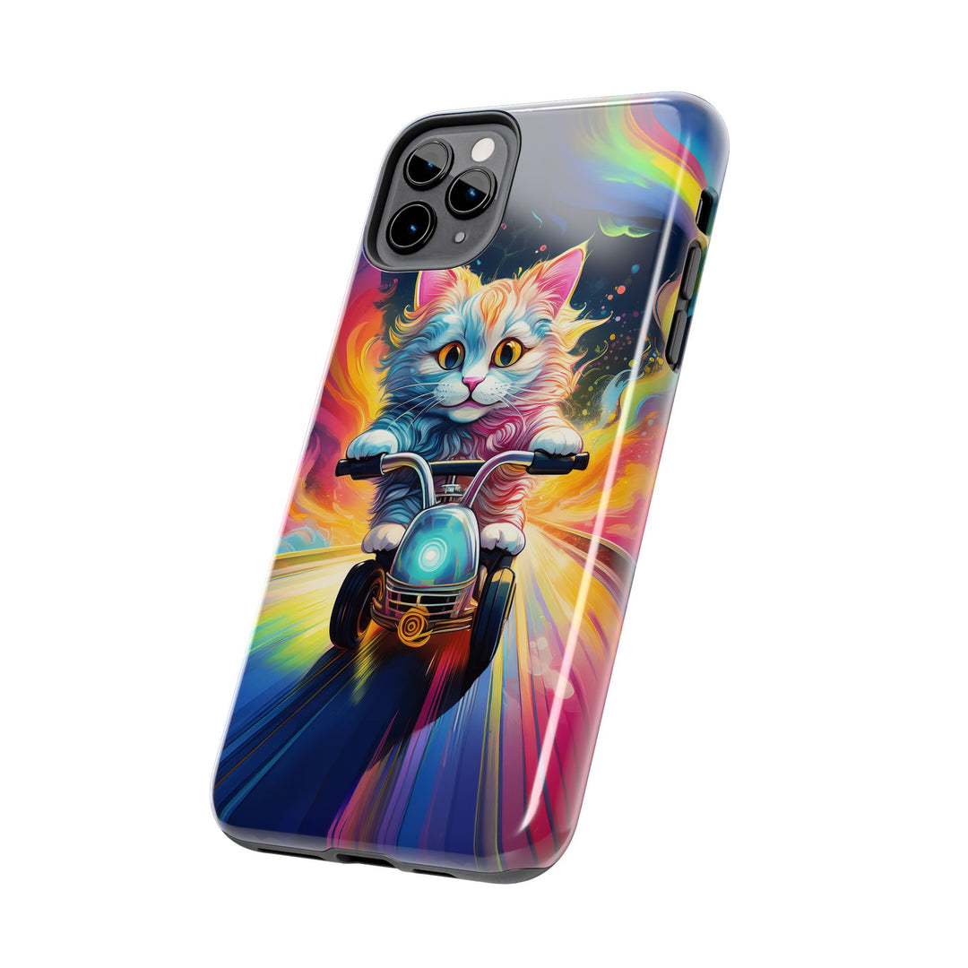 Motorbike Cat Tough Phone Case – Bold Protection with a Dash of Adventure