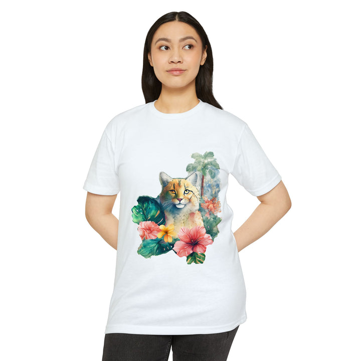 Tropical Feline Paradise Shirt - Exotic Cat in Floral Bliss