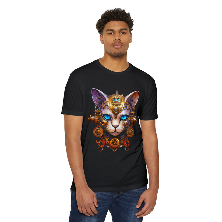 Steampunk Feline Majesty Top - Mechanical Cat Artistry