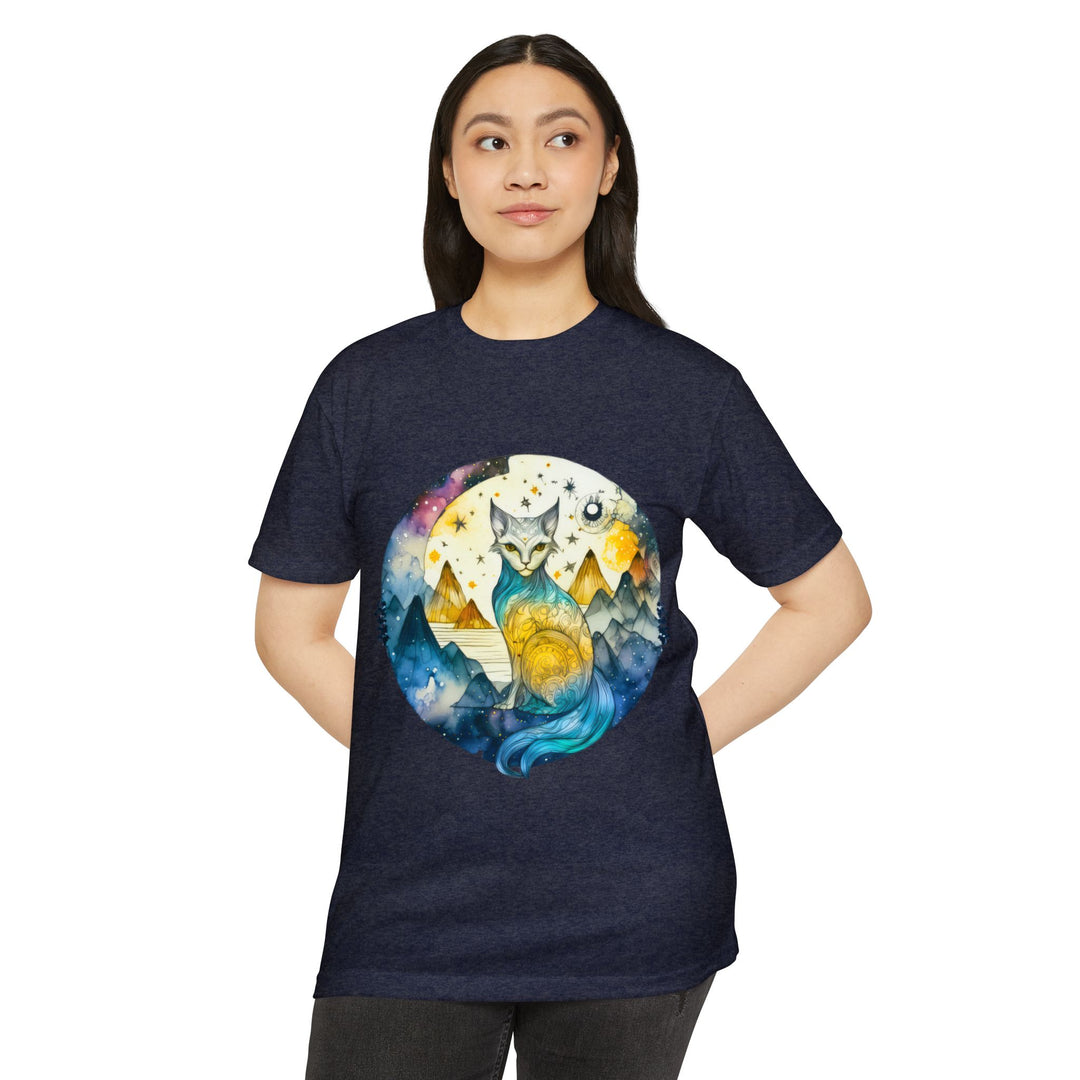 Celestial Cat Dreamscape Top - Unisex Cosmic Journey T-Shirt