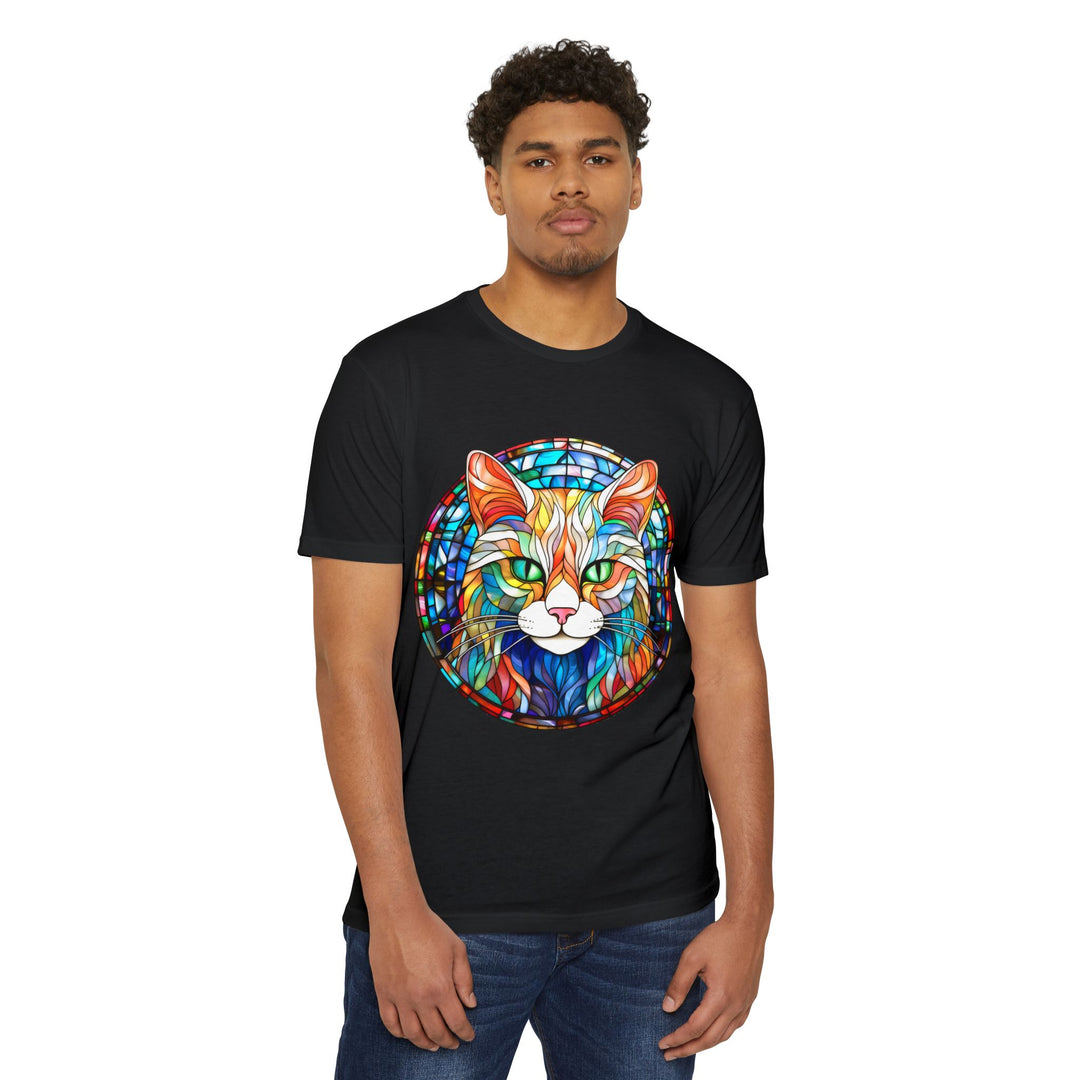 Stained Glass Cat T-Shirt - Kaleidoscope Cat Magic