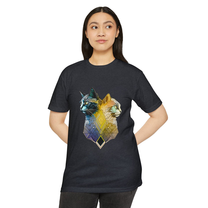 Dual Essence Cat Top - Unisex Modern Art T-Shirt