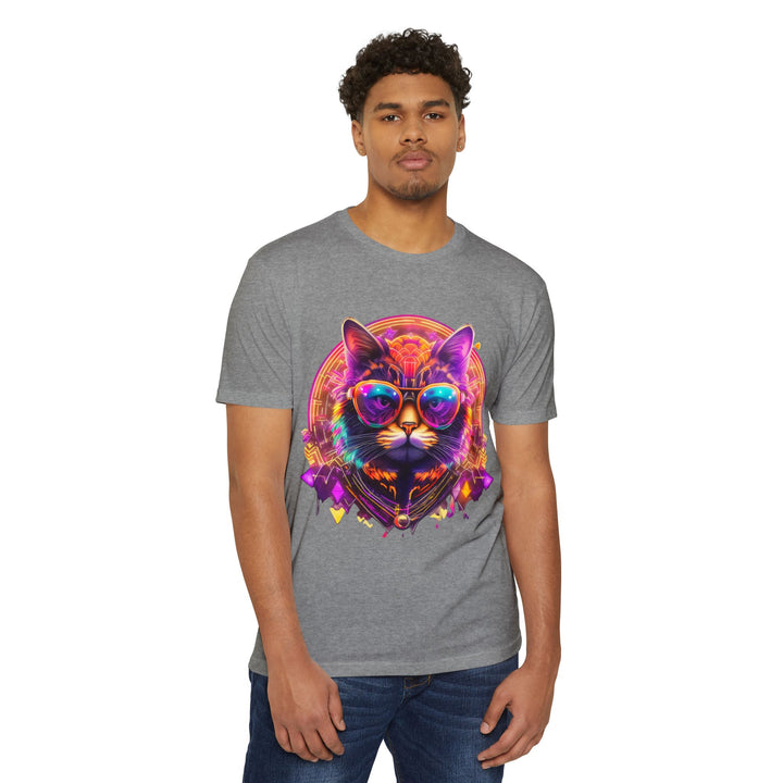 Cosmic Vibes Cat Top - Unisex Retro-Futuristic T-Shirt