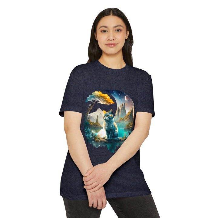 Celestial Watch Cat Top - Unisex Mystical Scenery T-Shirt